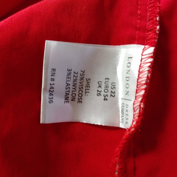 Size 22  Red Dress with Lace Embellishments London Dress Company - Picture 5 of 6